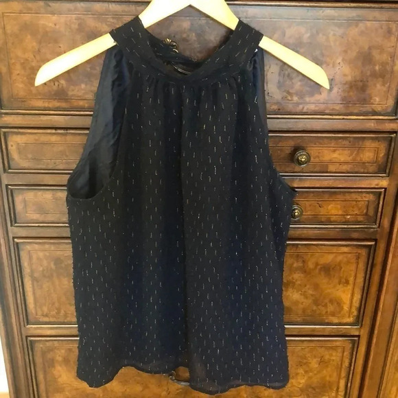J Crew black tank top with gold - Picture 1 of 14